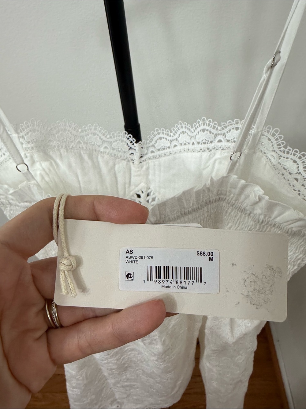 White Eyelet Lace Spaghetti Strap Mini Dress - Picture 6 of 6